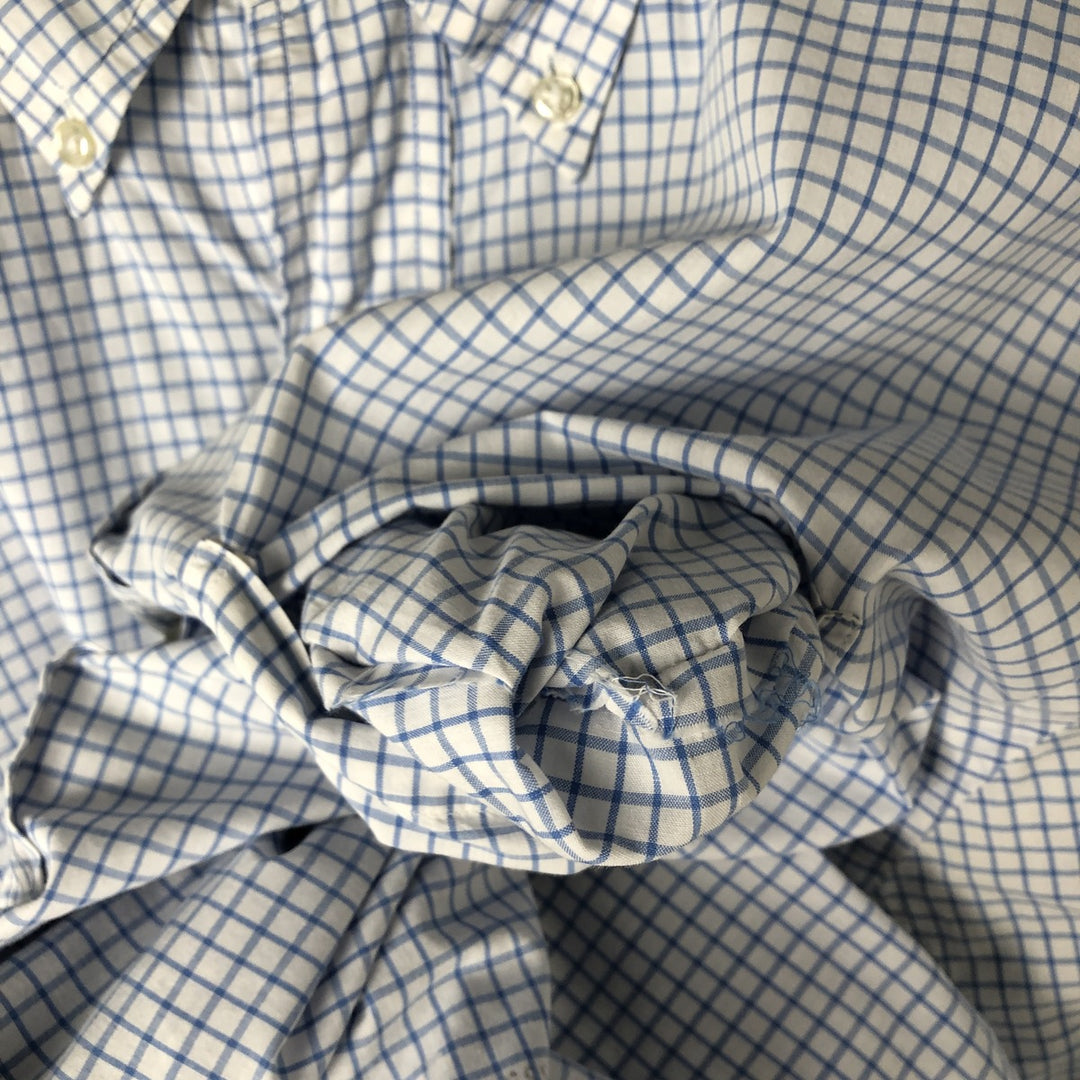 80s-90'S Brooks Brothers MAKERS Short Sleeve Button Down Check Shirt Made in USA Men's M Size Vintage cotton white type Vintage Second Hand