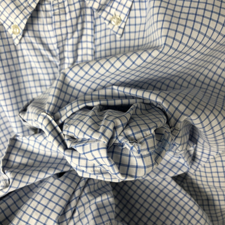 80s-90'S Brooks Brothers MAKERS Short Sleeve Button Down Check Shirt Made in USA Men's M Size Vintage cotton white type Vintage Second Hand