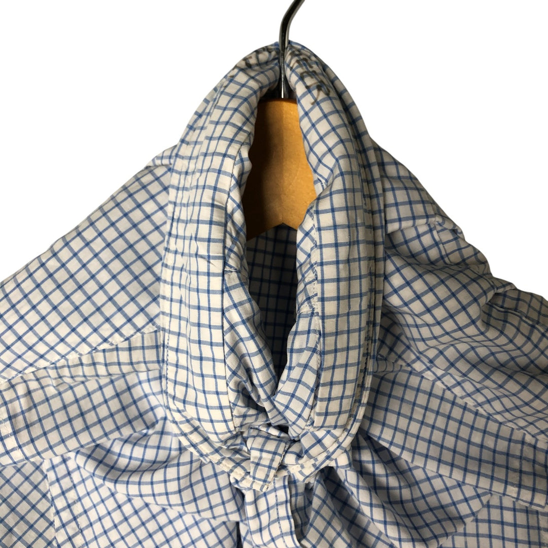 80s-90'S Brooks Brothers MAKERS Short Sleeve Button Down Check Shirt Made in USA Men's M Size Vintage cotton white type Vintage Second Hand