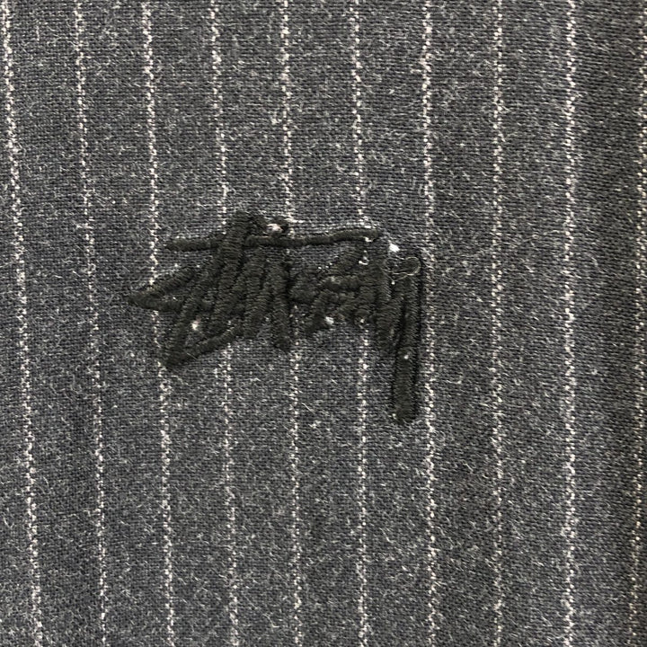 STUSSY Stripe Pattern Short Sleeve Open Collar Rayon Shirt Men's Size S Rayon navy blue type Vintage Second Hand