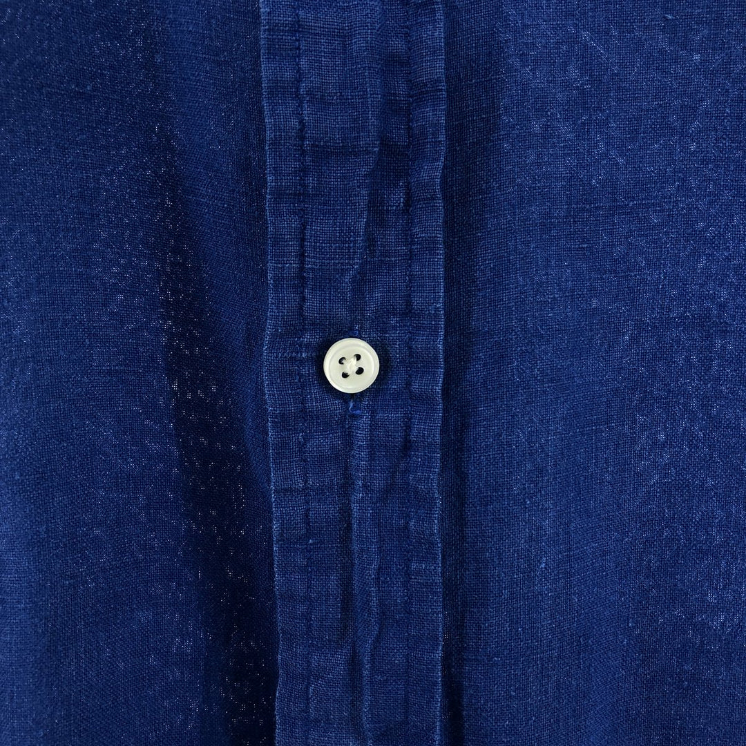 Ralph Lauren short sleeve linen button down shirt, men's size XL linen blue type Vintage Second Hand