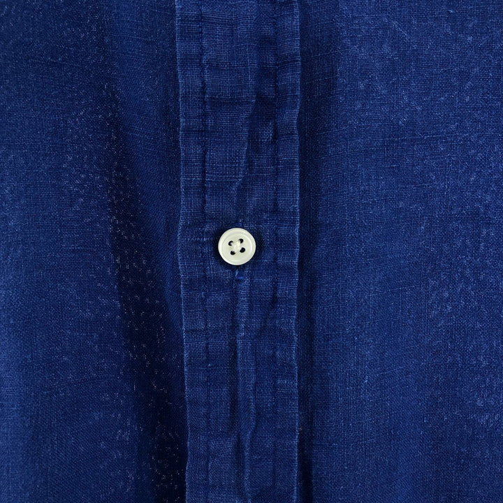 Ralph Lauren short sleeve linen button down shirt, men's size XL linen blue type Vintage Second Hand