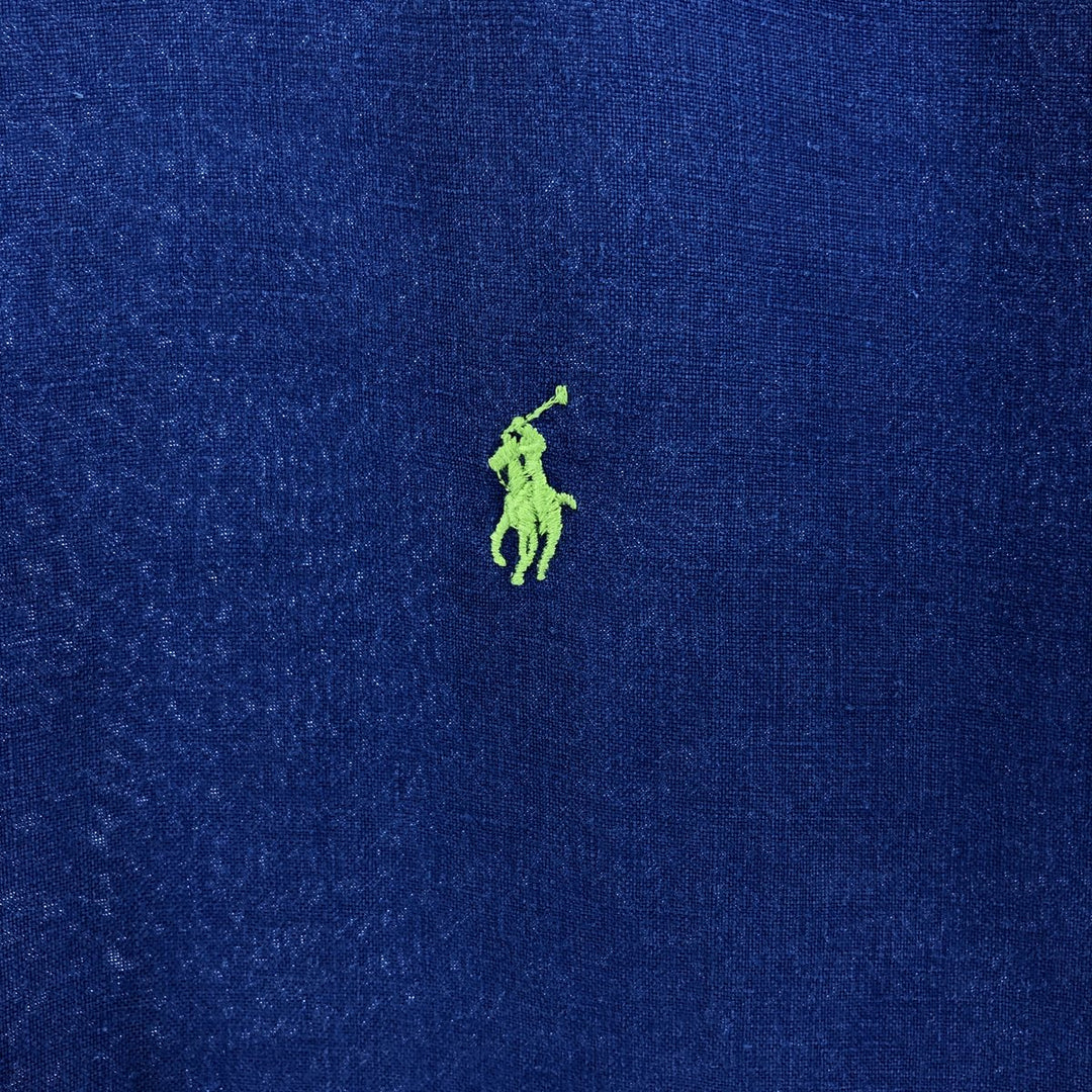 Ralph Lauren short sleeve linen button down shirt, men's size XL linen blue type Vintage Second Hand