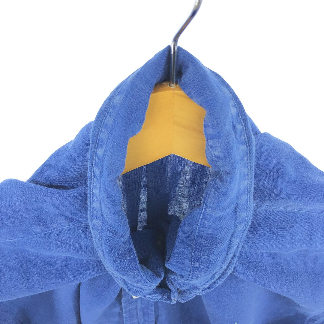 Ralph Lauren short sleeve linen button down shirt, men's size XL linen blue type Vintage Second Hand
