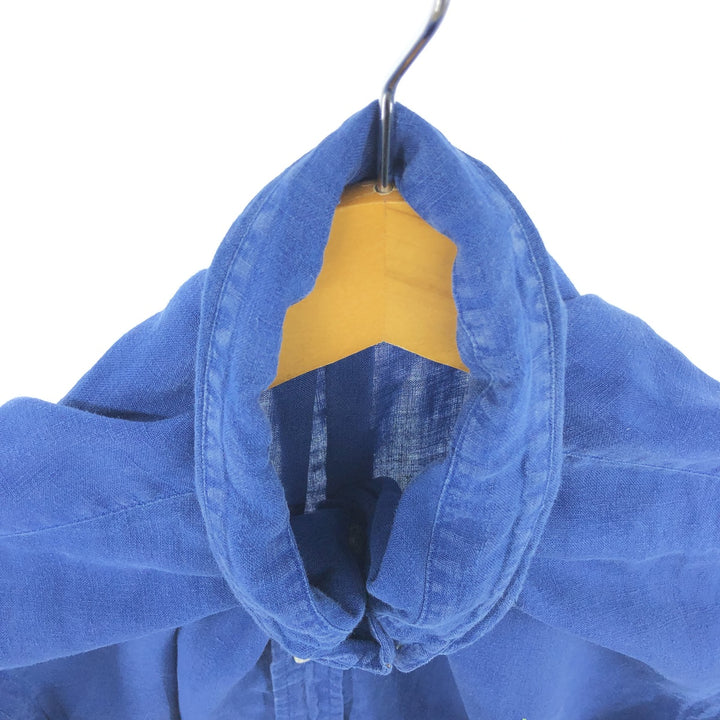 Ralph Lauren short sleeve linen button down shirt, men's size XL linen blue type Vintage Second Hand