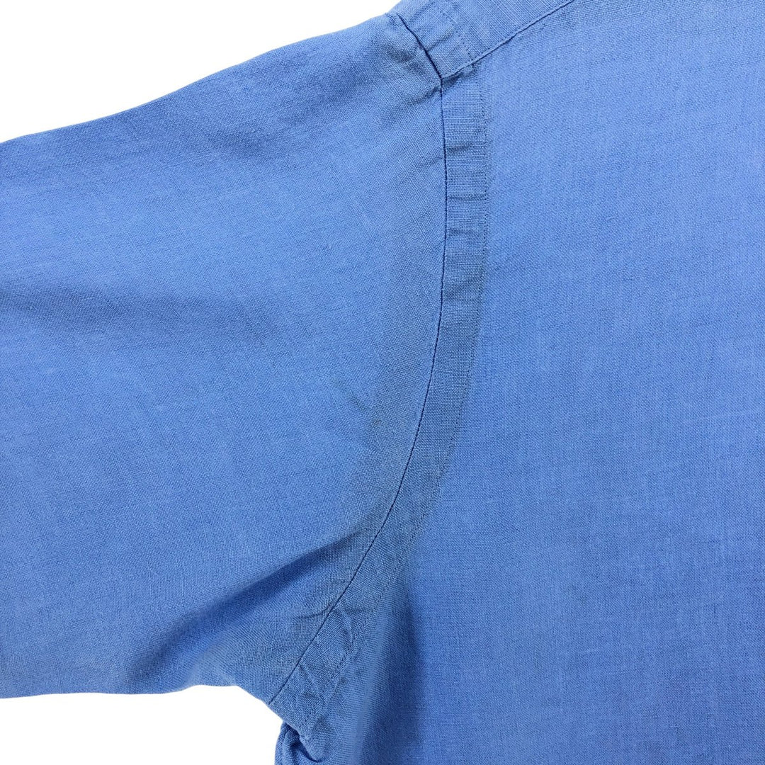 Ralph Lauren Classic Fit short sleeve linen button down shirt, men's size M linen Blue type light blue Vintage Second Hand
