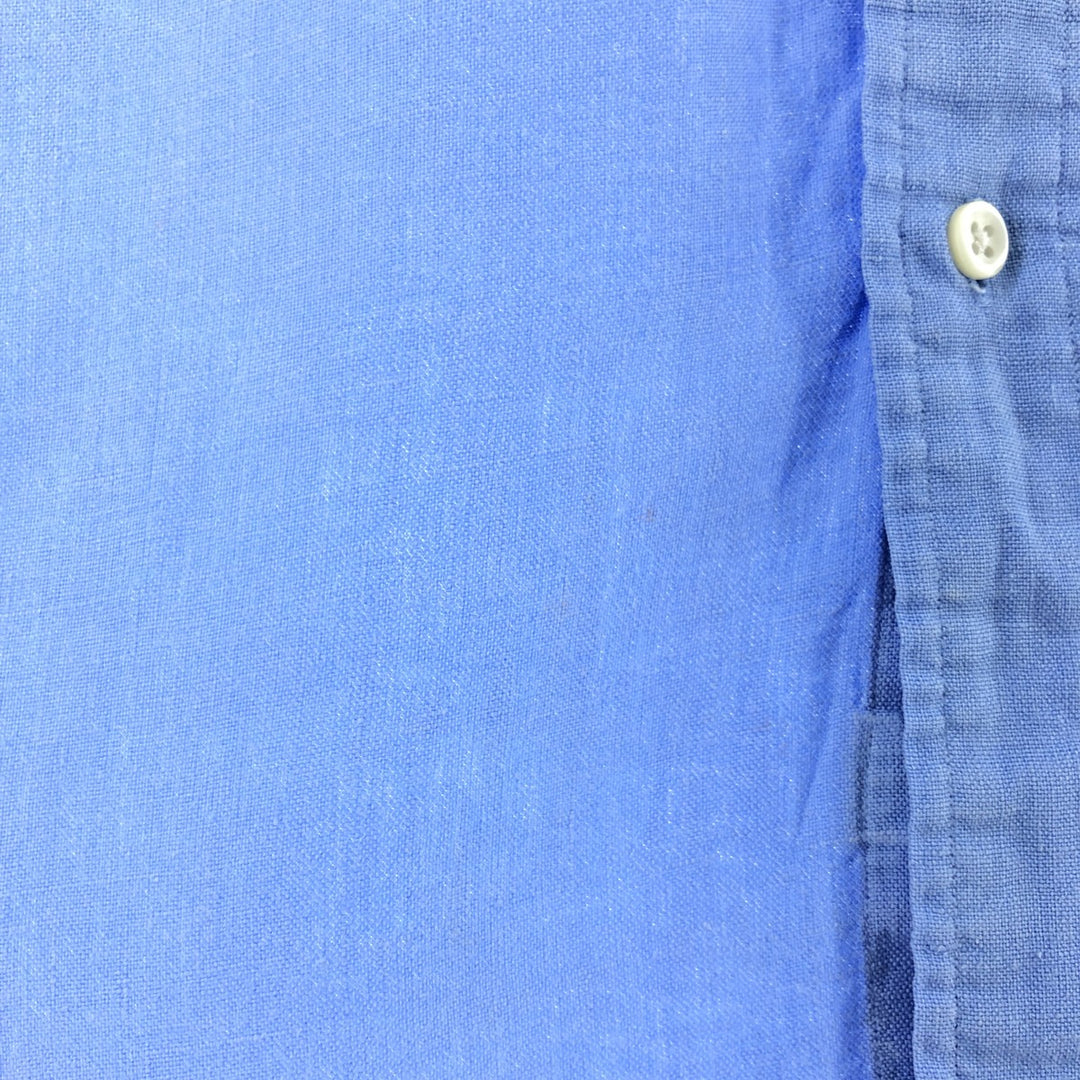 Ralph Lauren Classic Fit short sleeve linen button down shirt, men's size M linen Blue type light blue Vintage Second Hand