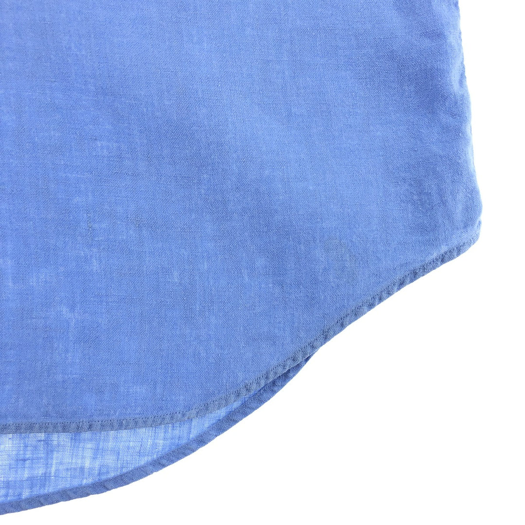 Ralph Lauren Classic Fit short sleeve linen button down shirt, men's size M linen Blue type light blue Vintage Second Hand