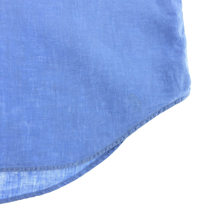 Ralph Lauren Classic Fit short sleeve linen button down shirt, men's size M linen Blue type light blue Vintage Second Hand