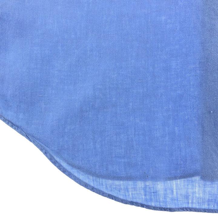 Ralph Lauren Classic Fit short sleeve linen button down shirt, men's size M linen Blue type light blue Vintage Second Hand