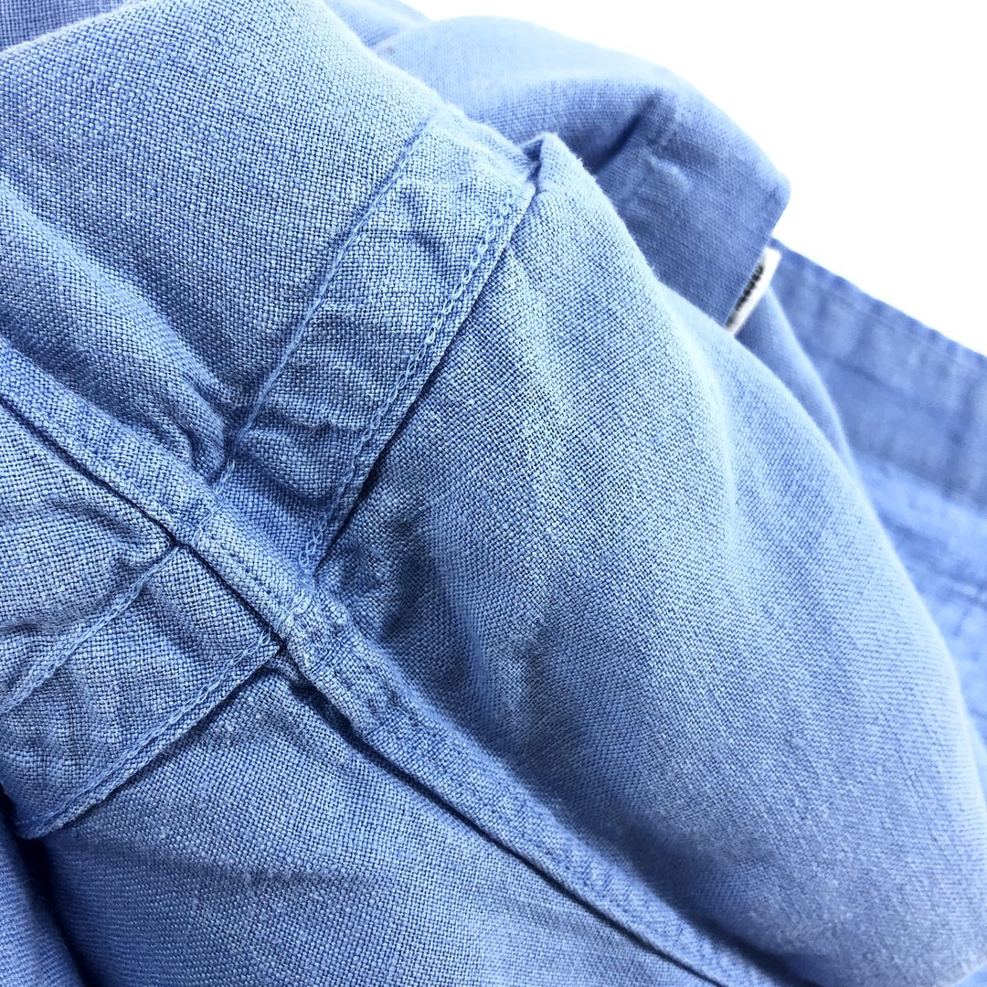 Ralph Lauren Classic Fit short sleeve linen button down shirt, men's size M linen Blue type light blue Vintage Second Hand