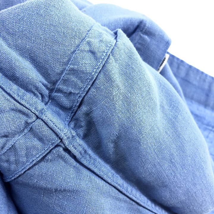 Ralph Lauren Classic Fit short sleeve linen button down shirt, men's size M linen Blue type light blue Vintage Second Hand