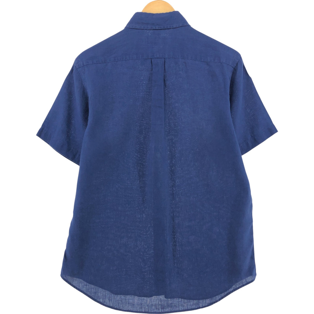 Ralph Lauren short sleeve linen button down shirt, men's size M unclear blue type Vintage Second Hand