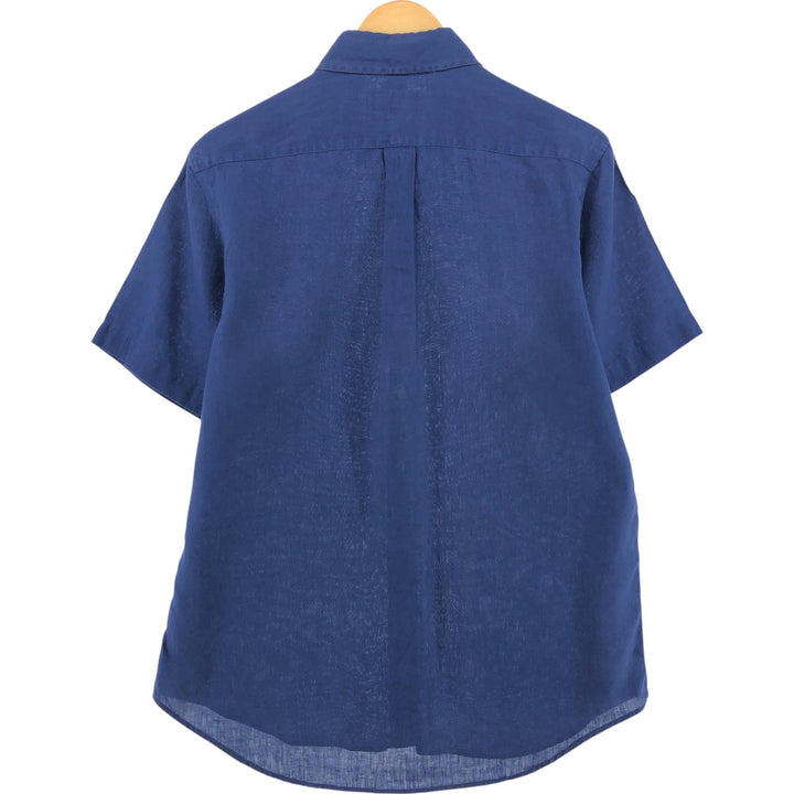 Ralph Lauren short sleeve linen button down shirt, men's size M unclear blue type Vintage Second Hand