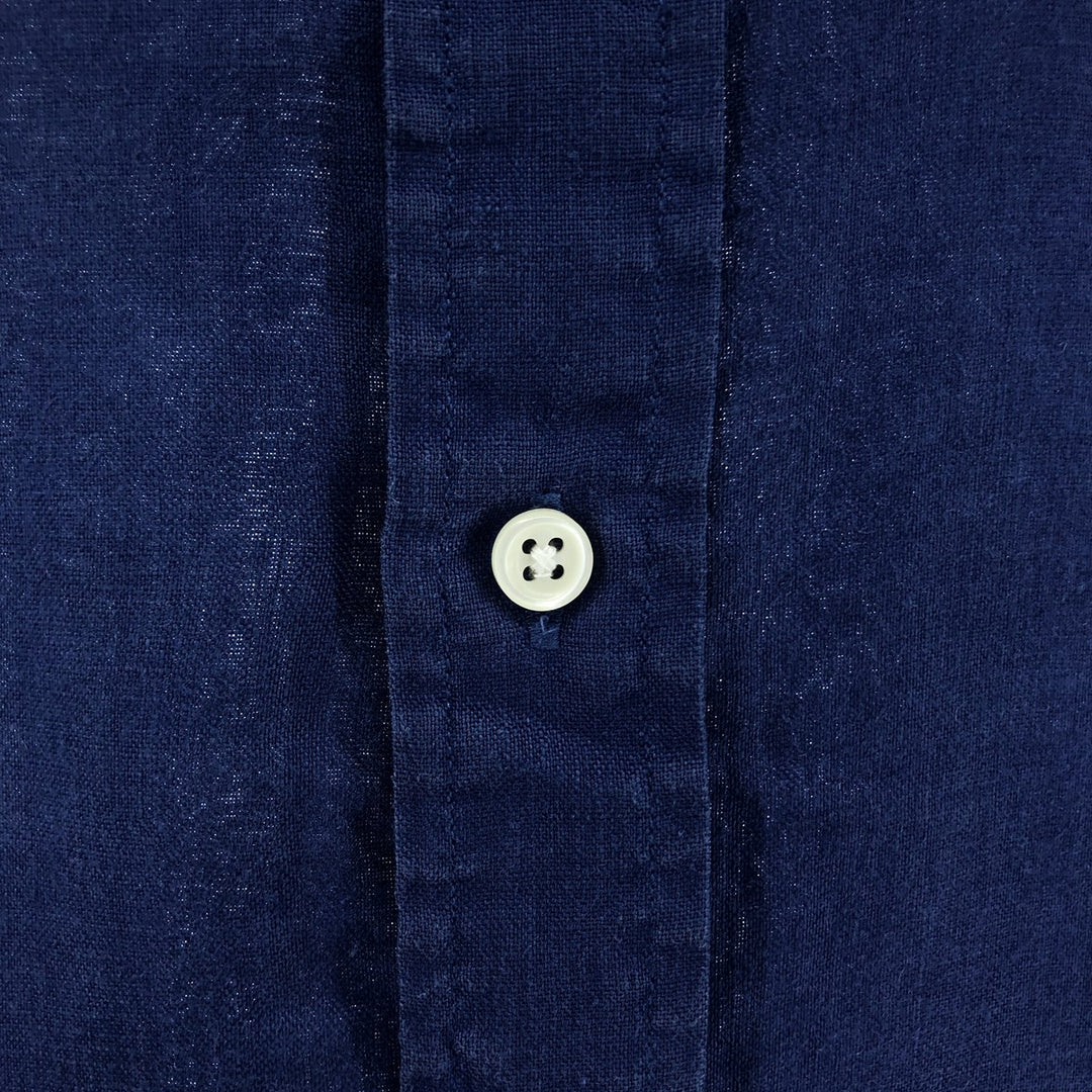 Ralph Lauren short sleeve linen button down shirt, men's size M unclear blue type Vintage Second Hand