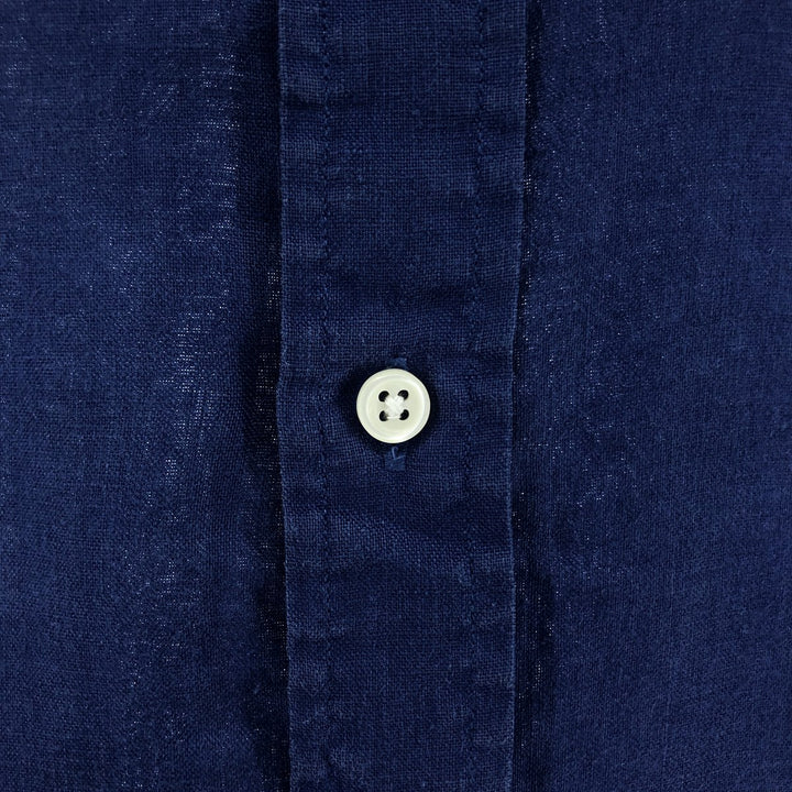 Ralph Lauren short sleeve linen button down shirt, men's size M unclear blue type Vintage Second Hand
