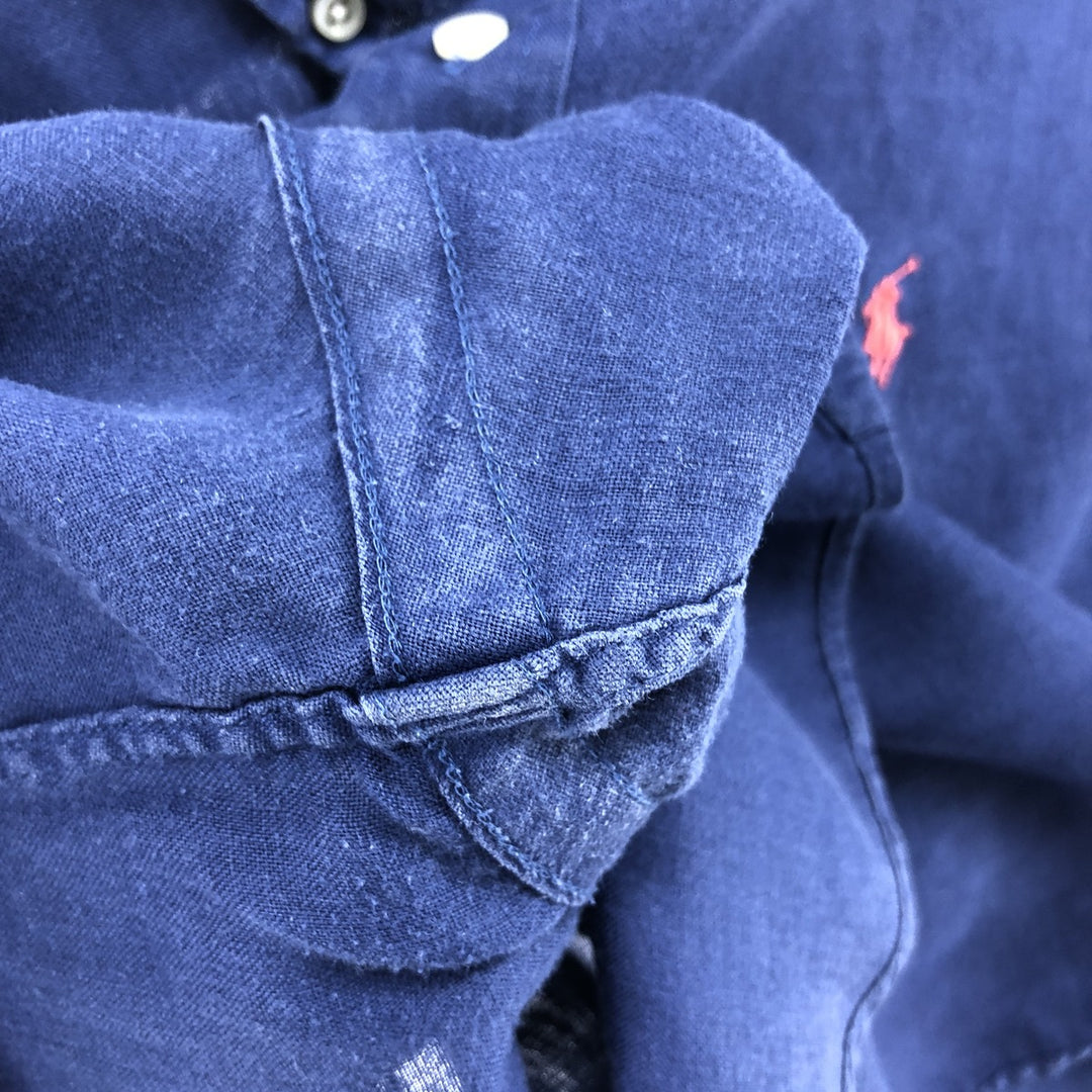 Ralph Lauren short sleeve linen button down shirt, men's size M unclear blue type Vintage Second Hand
