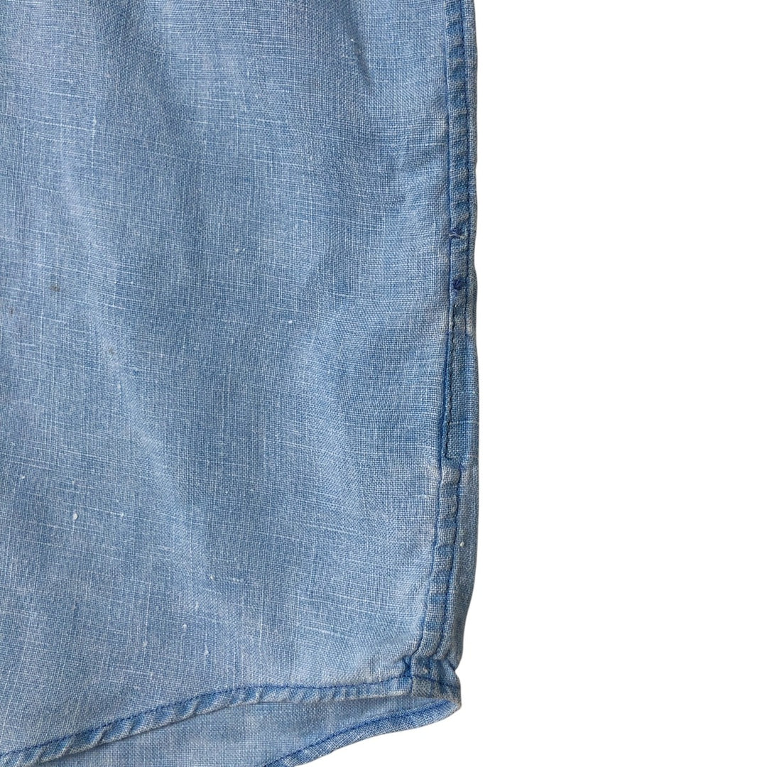 Ralph Lauren short sleeve linen button down shirt, men's size M linen blue type Vintage Second Hand