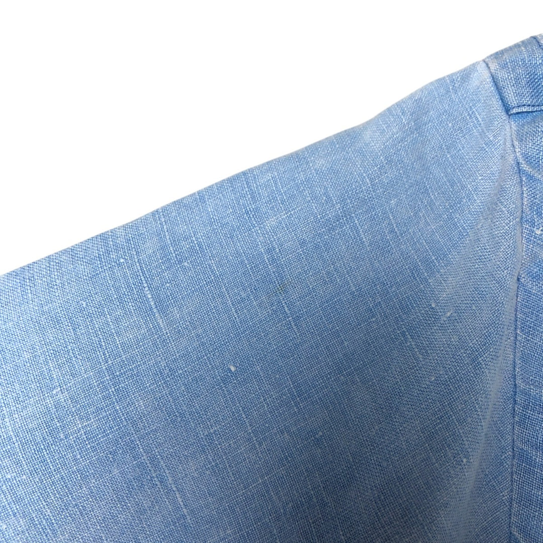 Ralph Lauren short sleeve linen button down shirt, men's size M linen blue type Vintage Second Hand