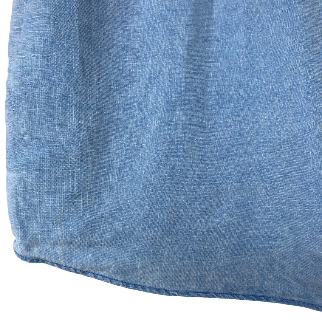 Ralph Lauren short sleeve linen button down shirt, men's size M linen blue type Vintage Second Hand
