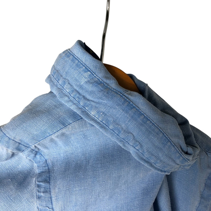 Ralph Lauren short sleeve linen button down shirt, men's size M linen blue type Vintage Second Hand