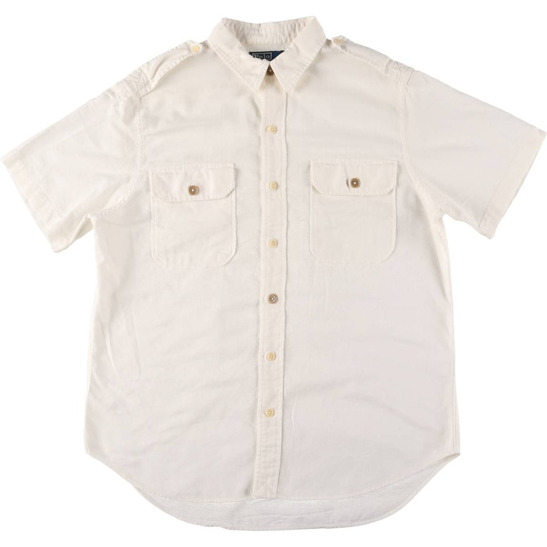 Ralph Lauren POLO by Ralph Lauren OCEAN SHIRT Short sleeve cotton shirt Men's M size cotton white type Vintage Second Hand