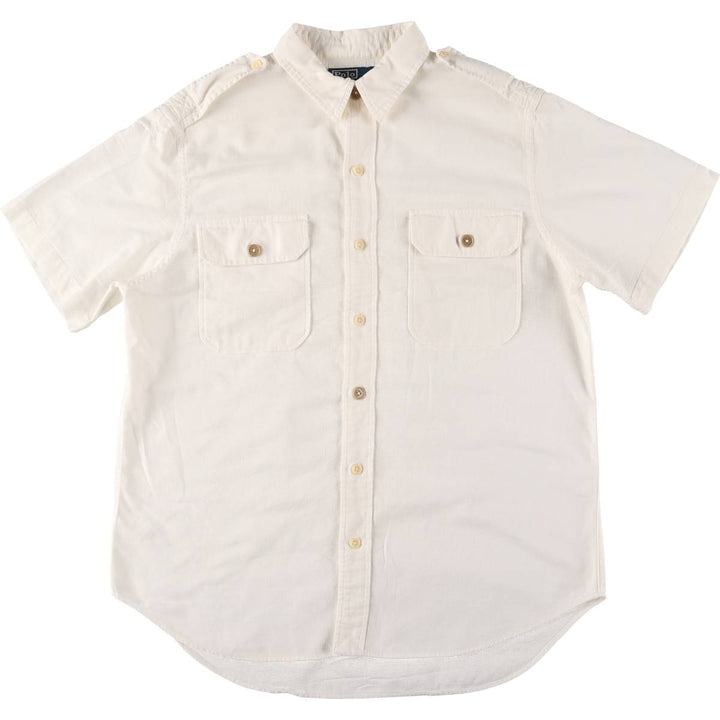 Ralph Lauren POLO by Ralph Lauren OCEAN SHIRT Short sleeve cotton shirt Men's M size cotton white type Vintage Second Hand