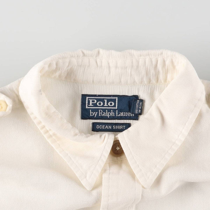 Ralph Lauren POLO by Ralph Lauren OCEAN SHIRT Short sleeve cotton shirt Men's M size cotton white type Vintage Second Hand