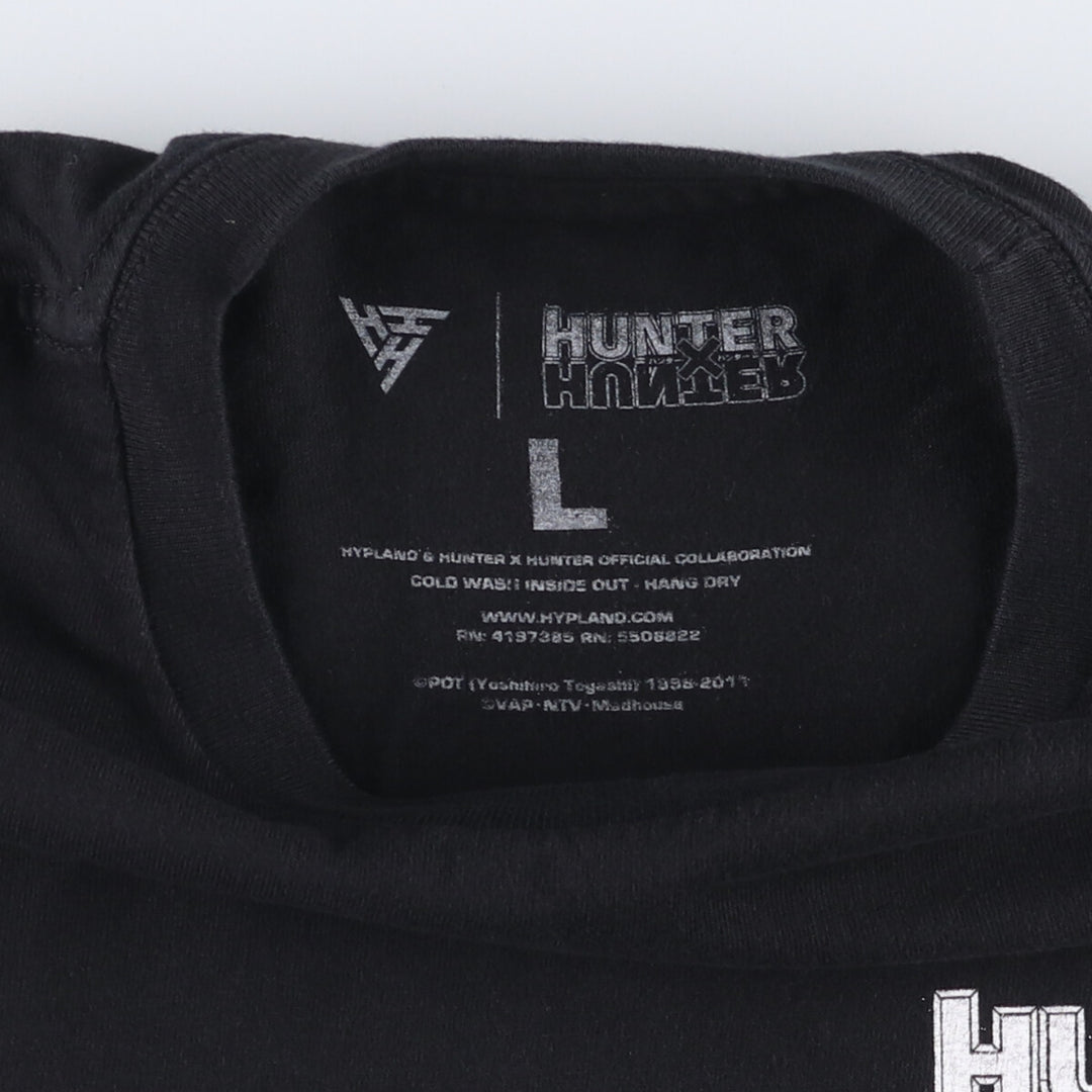 HUNTER HUNTER Hunter Hunter Phantom Troupe Anime Character Print T-Shirt Men's L size unclear black type Vintage Second Hand