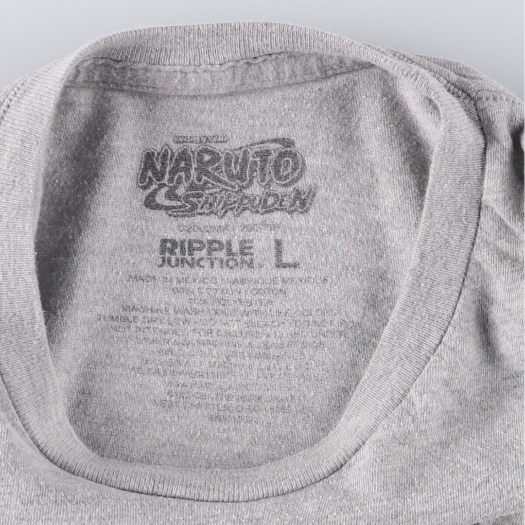 RIPPLE JUNCTION NARUTO SHIPPUDEN Naruto Shippuden Uchiha Itachi Anime Character Print T-Shirt Men's L size cotton gray type Vintage Second Hand