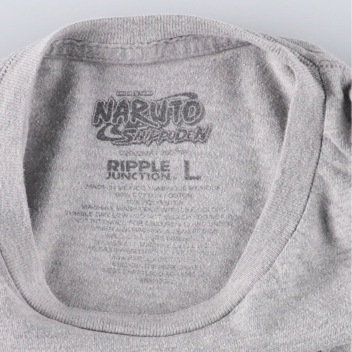 RIPPLE JUNCTION NARUTO SHIPPUDEN Naruto Shippuden Uchiha Itachi Anime Character Print T-Shirt Men's L size cotton gray type Vintage Second Hand