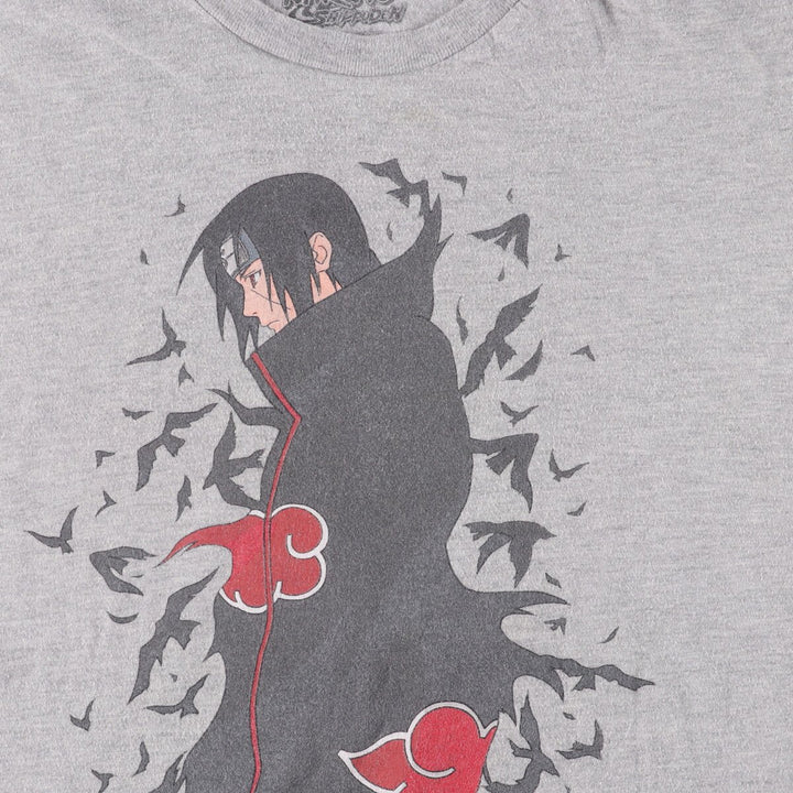 RIPPLE JUNCTION NARUTO SHIPPUDEN Naruto Shippuden Uchiha Itachi Anime Character Print T-Shirt Men's L size cotton gray type Vintage Second Hand