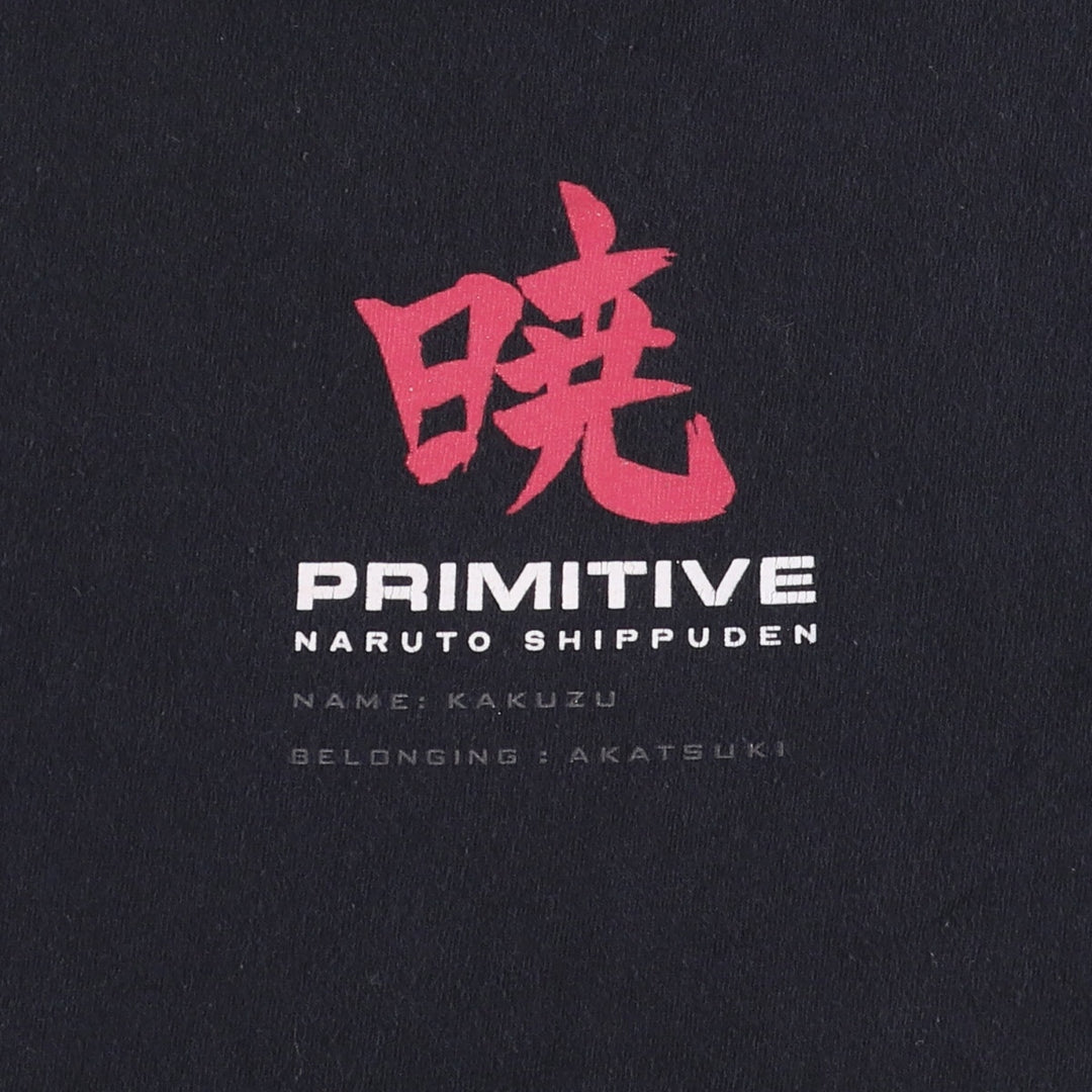 Primitive PRIMITIVE NARUTO SHIPPUDEN Naruto Shippuden Akatsuki Kakuzu Anime Character Print T-Shirt Men's M cotton black type Vintage Second Hand