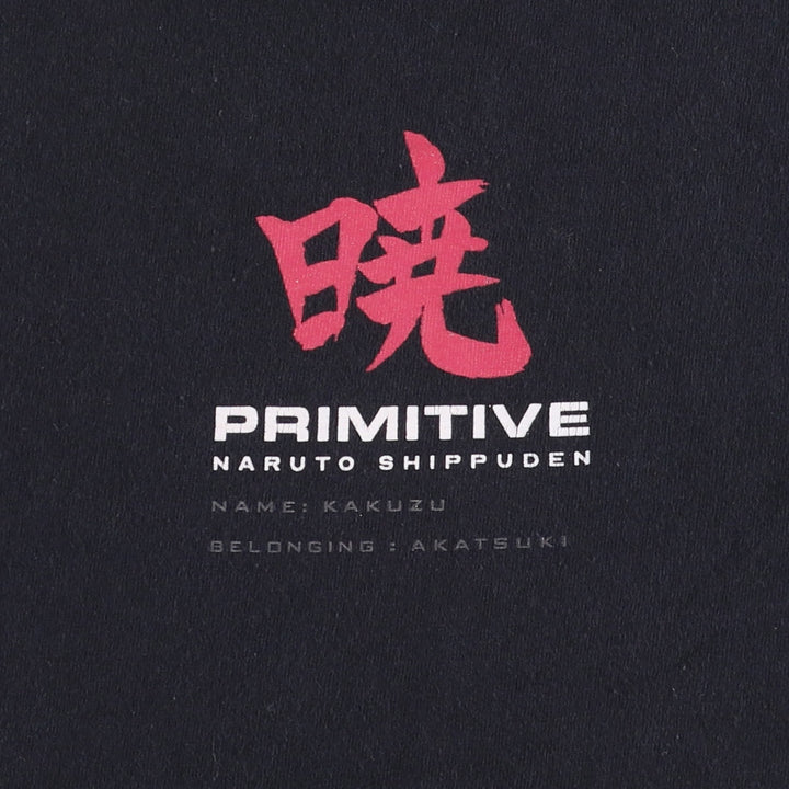Primitive PRIMITIVE NARUTO SHIPPUDEN Naruto Shippuden Akatsuki Kakuzu Anime Character Print T-Shirt Men's M cotton black type Vintage Second Hand