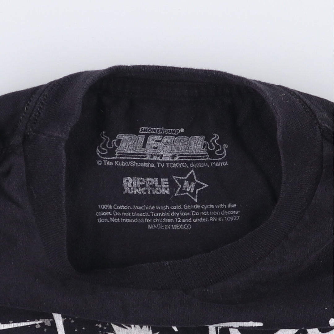 RIPPLE JUNCTION BLEACH Ichigo Kurosaki Anime Character Print T-Shirt Men's M cotton black type Vintage Second Hand