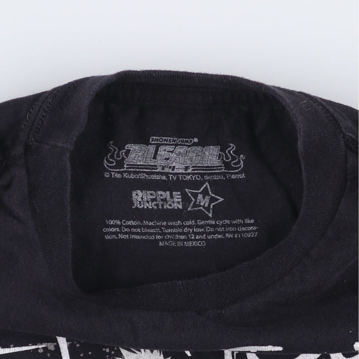 RIPPLE JUNCTION BLEACH Ichigo Kurosaki Anime Character Print T-Shirt Men's M cotton black type Vintage Second Hand