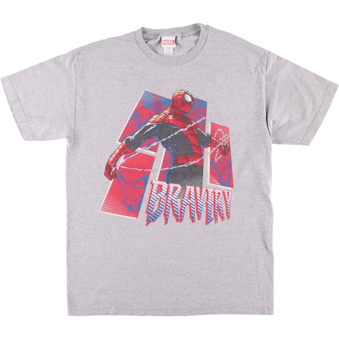 MARVEL SPIDER MAN Spider-Man character print T-shirt, men's size L cotton gray type Vintage Second Hand