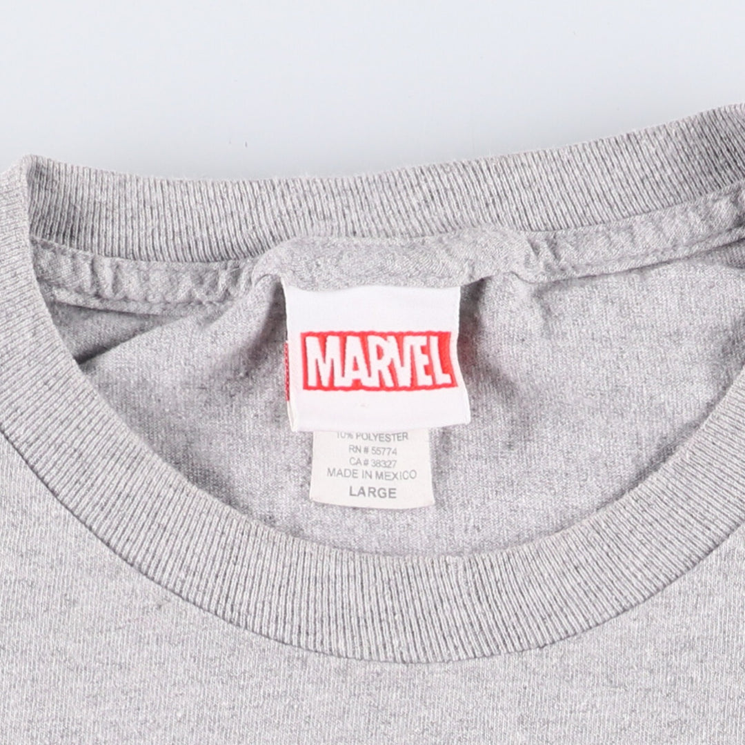 MARVEL SPIDER MAN Spider-Man character print T-shirt, men's size L cotton gray type Vintage Second Hand