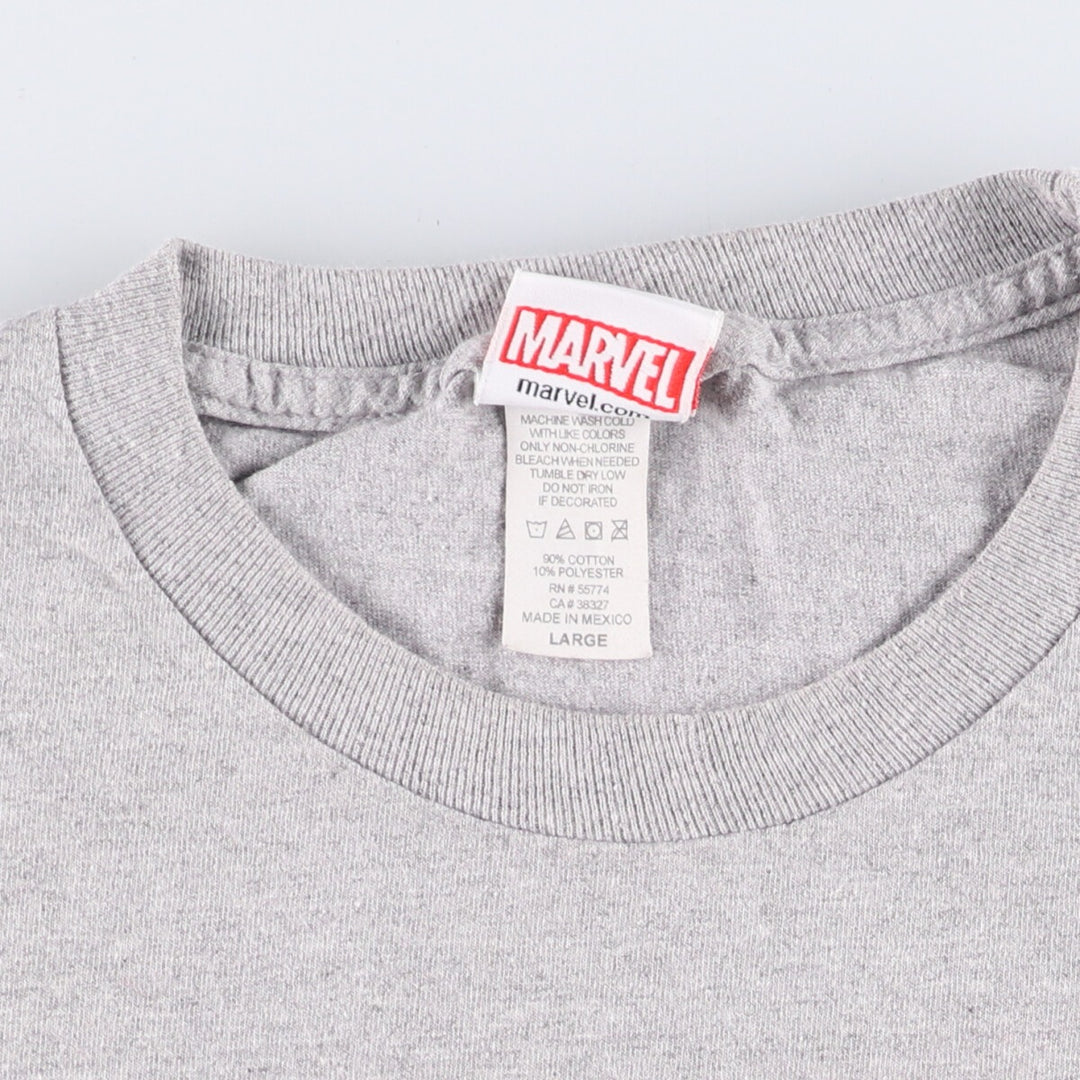 MARVEL SPIDER MAN Spider-Man character print T-shirt, men's size L cotton gray type Vintage Second Hand