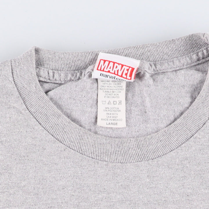 MARVEL SPIDER MAN Spider-Man character print T-shirt, men's size L cotton gray type Vintage Second Hand