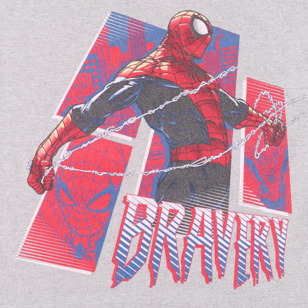 MARVEL SPIDER MAN Spider-Man character print T-shirt, men's size L cotton gray type Vintage Second Hand