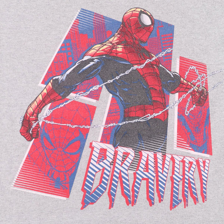 MARVEL SPIDER MAN Spider-Man character print T-shirt, men's size L cotton gray type Vintage Second Hand