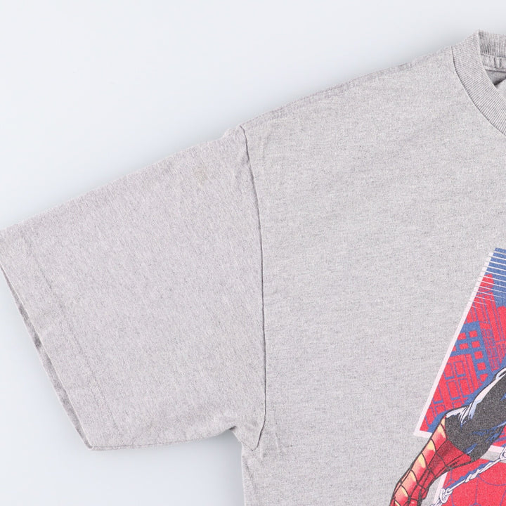 MARVEL SPIDER MAN Spider-Man character print T-shirt, men's size L cotton gray type Vintage Second Hand
