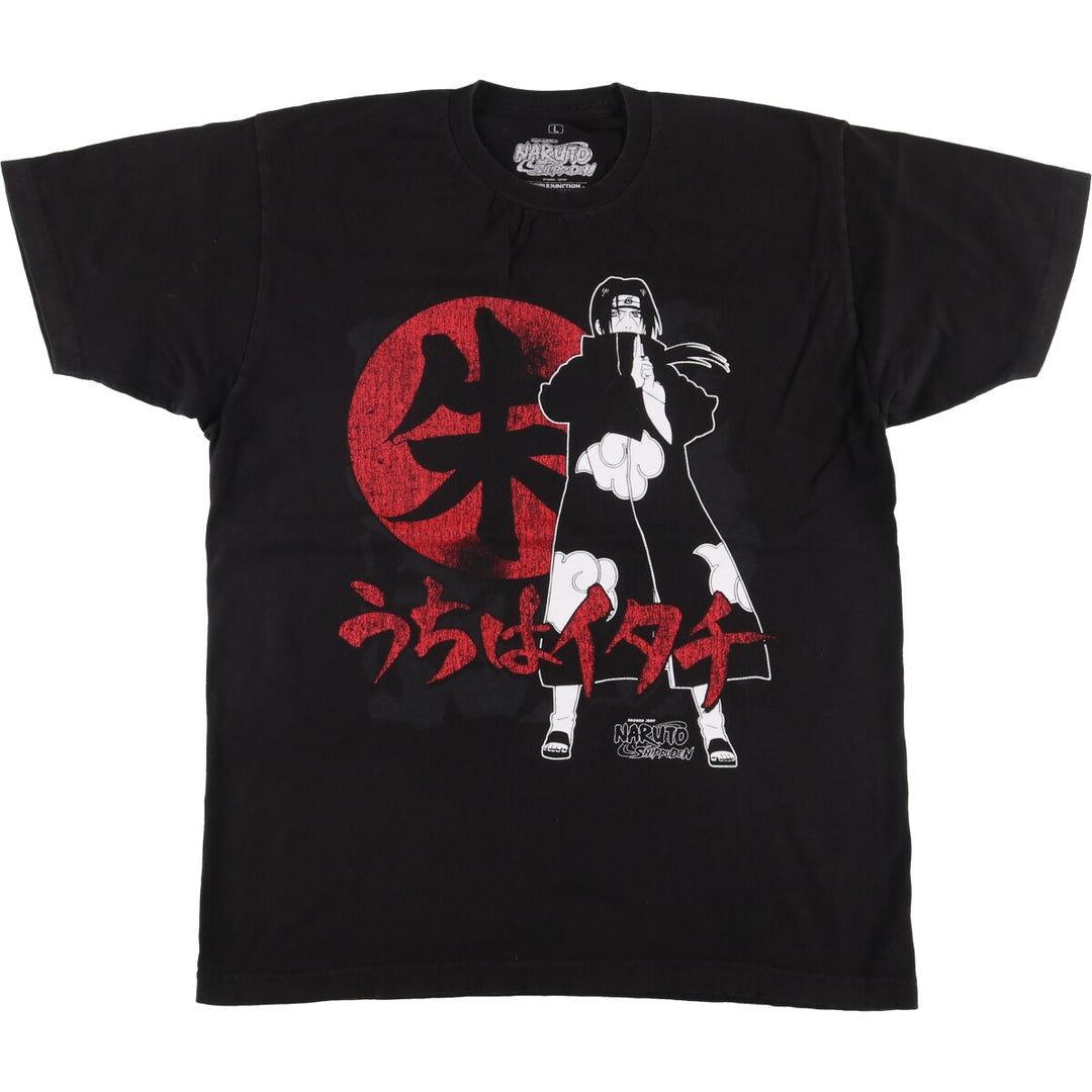 NARUTO SHIPPUDEN Naruto Shippuden Uchiha Itachi Anime Character Print T-Shirt Men's L size cotton black type Vintage Second Hand