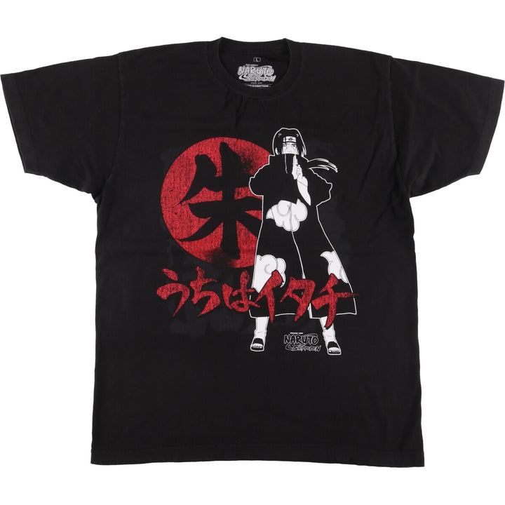 NARUTO SHIPPUDEN Naruto Shippuden Uchiha Itachi Anime Character Print T-Shirt Men's L size cotton black type Vintage Second Hand