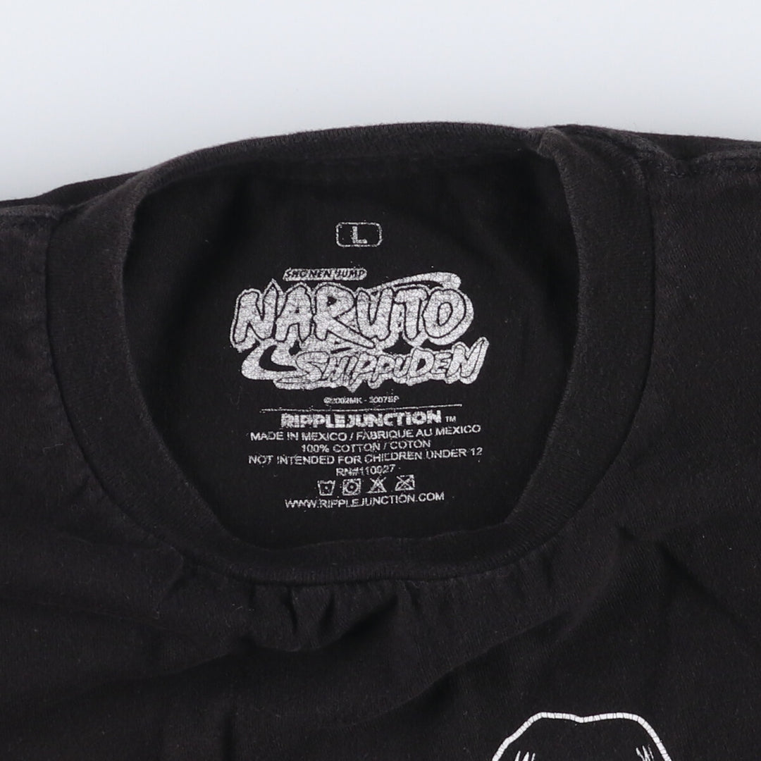 NARUTO SHIPPUDEN Naruto Shippuden Uchiha Itachi Anime Character Print T-Shirt Men's L size cotton black type Vintage Second Hand