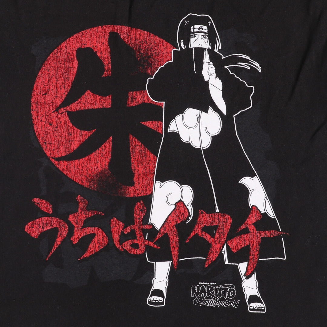 NARUTO SHIPPUDEN Naruto Shippuden Uchiha Itachi Anime Character Print T-Shirt Men's L size cotton black type Vintage Second Hand