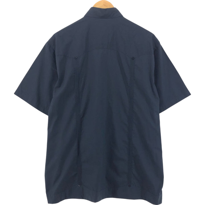 90'S PANABRISA Short Sleeve Mexican Shirt Cuban Shirt Box Shirt Men's XL Size cotton black type Vintage Second Hand