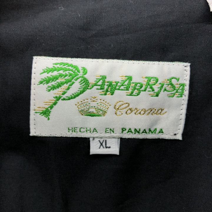 90'S PANABRISA Short Sleeve Mexican Shirt Cuban Shirt Box Shirt Men's XL Size cotton black type Vintage Second Hand