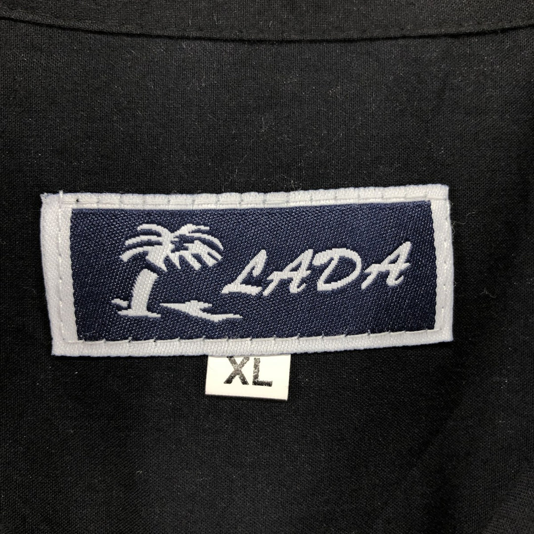LADA Short Sleeve Open Collar Mexican Shirt Cuban Shirt Box Shirt Men's XL Size cotton black type Vintage Second Hand